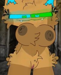 abandoned_house anthro big_breasts brown_belly brown_nipples cyan_ears cyan_eye digital_drawing_(artwork) edit edited eyelashes first_porn_of_kit flipaclip green_eye heart_eyes kit_community kt_pallu light_brown_body munchykirby1 original_character simple_background tagme tiktok vagina