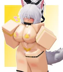 1girls 3d 3d_(artwork) 3d_model areola areola_slip areolae belly_button bikini blush breasts cat_girl golden_bikini golden_week kisarazu_senh60 neko nipple_slip roblox robloxian source_request stomach tagme thighs twitter