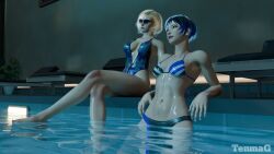 3d bikini blonde_hair nina_williams pool reina_mishima tagme tekken tekken_8 tenmagumdoe water