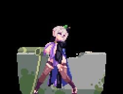 kunoichi_sekiren manjushage manjushage_(sekiren2023) game_cg animated pixel_art pixel_animation gif kunoichi ninja bait baiting wanting_cum wanting_sex wanting_cock wants_to_be_fucked rapebait trap big_breasts big_ass no_panties no_bra huge_breasts huge_ass tight_clothing tight_pussy kimono pink_nipples silver_hair purple_eyes hentai_game 2d 2d_animation 2d_artwork fuckable_butt horny horny_female