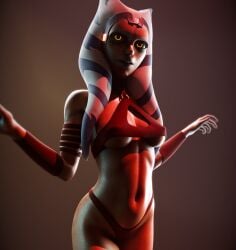 1girls 3d 3d_(artwork) abs ahsoka_tano airress3d_(3d-modeller) alien alien_girl alien_humanoid armwear athletic athletic_female blender breasts cleavage clone_wars clothed clothing erect_nipples_under_clothes face_markings facial_markings female female_focus female_only lekku lekku_(anatomy) lucasfilm lydas3d medium_breasts nipples_visible_through_clothing orange-skinned_female orange_body orange_skin panties pose posing red_panties red_topwear simple_background sith_eyes standing star_wars togruta underboob underwear yellow_eyes