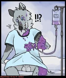 2017 balls canine goo goo_tf hospital_gown iv_bag lustylamb male mammal medical page_11 shocked slime slime_tf transformation wolf