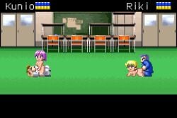 2boys 2boys2girls 2girls animated arc_system_works blonde_hair blue_hair bouncing_ass bouncing_breasts breasts brown_hair classroom clothed_male_nude_female coitus cowgirl_position doggy_style female game_hud group_sex hasebe_kazumi kunio kunio-kun kunio-kun_series male mami_shimada nude_female penetration penetrative_sex pixel_animation pixel_art pompadour purple_hair retro_artstyle riki_(kunio-kun) river_city_ransom sex shoes shoes_only sprite