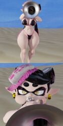 1girls 3d beach bikini blender blender_(software) brass_instrument breasts callie_(splatoon) dld493v2 ear_piercing earrings female kabalmystic_(style) large_breasts musical_instrument nintendo playing_instrument puffed_cheeks self_upload shiny_skin solo solo_female splatoon splatoon_(series) tentacle_hair wide_hips yellow_eyes