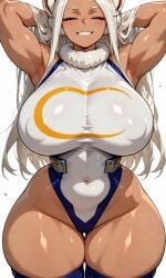 1girls 2d ai_generated big_breasts boku_no_hero_academia breasts busty closed_eyes clothed clothed_female color curvaceous curvy curvy_figure female female_only full_color giant_breasts highleg_leotard houseofwaifu huge_breasts leotard long_hair massive_breasts mirko miruko nipple_bulge non-nude rabbit_ears rumi_usagiyama shounen_jump smiling solo superheroine thick thick_thighs voluptuous voluptuous_female white_background white_hair wide_hips