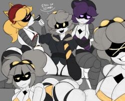 1boy 4girls bra breasts j_(murder_drones) lizzy_(murder_drones) meme murder_drones n_(murder_drones) thesushisensei thick_thighs underwear uzi_(murder_drones) v_(murder_drones)