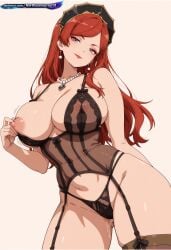 adult_woman ai_generated ambient_light animated anime anime_illustration areola background_blur bangs bedroom black_lingerie blush bodysuit bows candle candlelight clean_lineart cleavage close_perspective crisp_lines curvy cutout depth_of_field detailed_background digital_art dutch_angle dynamic_pose earrings female full_body garter_belt garter_straps gemstone_pendant glossy_skin grey_eyes hair_ornament half_lidded_eyes headdress headpiece hentai highleg_panties highlights highres hilda_boreas_greyrat indoors interior jobless_reincarnation kneeling lace lace_panties lace_stockings lace_trim large_breasts legs_apart lingerie lingerie_set long_hair looking_at_viewer low_angle manga massive_breasts midriff mushoku_tensei navel necklace nipples panties pearl_earrings pearl_necklace polished_rendering red_hair ribbon_bow screencap screenshot seductive_expression see-through_lingerie sharp_focus sheer_lingerie shiny_skin side_part sitting smile smirk smooth_shading soft_highlights soft_lighting solo stocking_band stomach straight_hair straps teddy thick_thighs thighhigh_stockings thighhighs tilted_view underbust upper_body visible_nipples voluptuous wall_lamp warm_lighting wide_hips