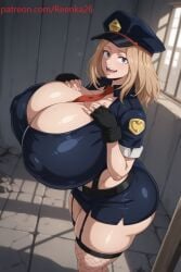 1girls ai ai_generated belt big_ass big_breasts blonde_female blonde_hair boku_no_hero_academia breasts brown_eyes camie_utsushimi cleavage erect_nipples fingerless_gloves fishnets garter_straps hands_on_breasts huge_ass huge_breasts hyper_breasts indoors jail jail_cell medium_hair miniskirt my_hero_academia necktie open_mouth patreon patreon_username police_hat police_uniform prison reenka25 sidelocks skirt smile thick_ass thick_thighs thighhighs utsushimi_camie