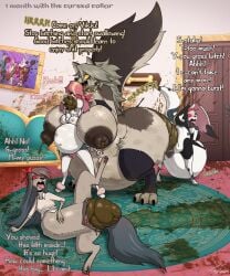 absurd_res ahe_gao anal anal_sex animal_genitalia animal_vulva anthro areola ass belly big_areola big_belly big_breasts big_butt big_nipples big_pussy big_vulva breasts canid canine canine_genitalia canine_vulva canis claws clothing collar coprophilic_intercourse corruption cursed cursed_collar cursed_object dalmatian dark_nipples detailed_background domestic_dog dominant dominant_female eating_feces fart feces feces_in_mouth feces_on_face female female/female finger_claws fingerless_gloves force_feeding forced genitals gloves group hair handwear hellaverse helluva_boss hi_res inflation large_insertion living_room long_hair looking_pleasured loona_(helluva_boss) mammal nipples obese overweight pawpads penetration poodle poop_desperation scat scat_disposal scat_inflation scatplay small_breasts spiked_collar spikes stirrup_legwear toby_art toe_claws tongue tongue_out vulva wolf