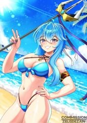 1girls 2d 2d_(artwork) 2d_artwork ahoge bare_arms bare_belly bare_chest bare_hands bare_hips bare_legs bare_midriff bare_navel bare_shoulders bare_skin bare_thighs beach belly belly_button bikini bikini_bottom bikini_only bikini_top blue-haired_female blue_bikini blue_bikini_bottom blue_bikini_top blue_hair blue_sky blue_swimsuit blue_swimwear blurred_background blurry_background breasts cleavage clouds coast collarbone curvaceous curvaceous_body curvaceous_female curvaceous_figure curvaceous_hips curvy curvy_body curvy_female curvy_figure curvy_hips day daylight daytime digital digital_art digital_drawing digital_drawing_(artwork) digital_media digital_media_(artwork) drawing elbows exposed_arms exposed_belly exposed_chest exposed_hips exposed_legs exposed_midriff exposed_navel exposed_shoulders exposed_skin exposed_thighs eyebrows_visible_through_hair female female_focus female_only fingernails fingers grin grinning grinning_at_viewer groin hair_between_eyes half_naked half_nude halterneck hand_on_hip hand_on_own_hip hand_on_own_waist hand_on_waist head_tilt high_resolution highres horizon hourglass_figure inguinal_crease inguinal_ligament large_breasts lean_figure legs_closed legs_together long_hair looking_at_viewer midriff nail_polish nails naked naked_female naked_woman narrow_waist navel nude nude_female nudity oc ocean original original_art original_artwork original_character outdoor outdoor_nudity outdoors outside parted_lips peace_sign purple-eyed_female purple_eyes purple_fingernails purple_nail_polish purple_nails sand sea seaside semi_nude shoulders sign sky slender_body slender_waist slim_female slim_waist smile smiley_face smiling smiling_at_viewer solo staff standing string_bikini sunlight swimsuit swimwear thick_thighs thighs thighs_together tilted_head upper_body v v_sign vgen_commission water wide_hips zelisdezain