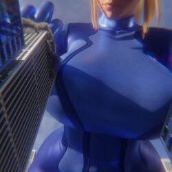 1girls 3d 3d_(artwork) big_breasts bikini blonde_female blonde_hair blue_bikini blue_swimwear breasts building building_destruction buildings cars city dbhfrost female female_focus female_only giant_female giant_woman giantess giga_giantess huge_boobs huge_breasts human human_female macro macro_female metroid nintendo plane playing samus_aran scrag_samus solo solo_female solo_focus swimwear video_game_character
