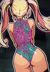 ass blonde_hair female female_only game kairv newgrounds ponytails saki shameless striptease tight_clothing