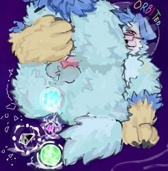 animal_genitalia animal_penis anthro ass average_sized_penis big_thighs blue_eyes blue_fur blue_hair blush cum_drip cum_from_ass dog ears fur furry furry_ass furry_male furry_only fursona geometry_dash glasses leaking_anus leaking_cum leaking_pussy_juice legs_together legs_up lifting_leg limp_penis lying male male_only orb orbs oviposition paws solo space tail text zoink zoink_(youtuber) zonk zzoink