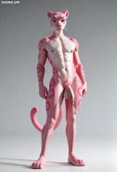 2026 ai ai-created ai_generated anthro anthro_focus anthro_male anthro_only anthrofied athletic athletic_anthro athletic_male full_body fur furry furry_balls furry_male furry_only nude panther paws penis pink_body pink_fur pink_panther pink_penis simple_background solo solo_anthro solo_focus solo_male tail yaoi