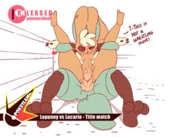 1boy 1girls 2pokemon animated anthro areolae black_fur black_sclera blue_fur blush breasts brown_fur canine canine_penis dialogue diives english_text erection feet female female_penetrated full_nelson full_nelson_(legs_held) full_nelson_vaginal fur furry furry_only heart interspecies knot leg_grab legs_up lopunny lucario male male/female male_penetrating male_penetrating_female nintendo nipples on_back patreon paws penetration penis pokemon pokemon_(species) pokemon_only pussy rabbit rape red_eyes sex small_breasts spread_legs stomach_bulge straight tail text thick_thighs url vaginal_penetration wince