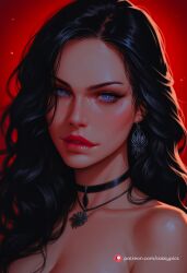 ai_generated choker nude portrait the_witcher_(series) yennefer