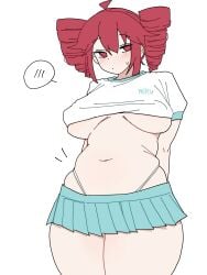 1girls big_breasts breasts ccitrus0 closed_mouth clothed clothed_female clothing color curvy female female_focus female_only hair hands_behind_back kasane_teto light_skin looking_away open_eyes pixiv_link red_eyes red_hair simple_background skirt source standing thick_thighs thighs underboob utau voluptuous voluptuous_female white_background wide_hips