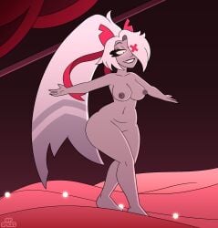 1_eye 1girls 4_fingers amazon_prime angel angel_girl ass big_ass big_hips big_thighs birthday_gift bow bowtie breasts breasts_out commentary commentary_request commissioner_upload dancing eyepatch female female_only fingernails gift_art gp_spices hazbin_hotel hazbin_hotel_(season_2) hips latina latina_female long_hair naked naked_female nipples pink_eyes ponytail reference_image shaking_ass shaking_butt smile smiling tagme teeth teeth_showing vaggi_(hazbin_hotel) vaggie vaggie_(hazbin_hotel) white_hair x_eye x_scar yellow_eyes