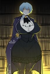 ai_generated angela_(library_of_ruina) angela_(lobotomy_corporation) bimbasileia gigantic_ass gigantic_breasts library_of_ruina nipples_visible_through_clothing project_moon wide_hips