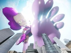1girl 1girls 3d 3d_(artwork) 3d_render barefoot brawl_stars emz_(brawl_stars) feet feet_focus female femdom foot_domination foot_fetish giantess macro purple_skin size_difference solo sonicbeastact02 stomping stomping_on_city supercell viewed_from_below