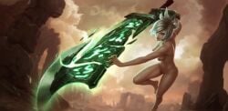 ai_assisted ai_edit ai_edited ai_generated league_of_legends league_of_legends:_wild_rift leaguebitches light-skinned_female riven splash_art sword white_hair
