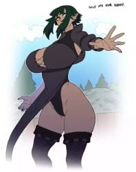 dael_(dalith) elf green_hair leggings piercings violet_eyes