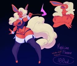 big_breasts breasts cleavage dullyarts eeveelution female flareon furry huge_breasts nipples pokemon pokemon_(species) tagme