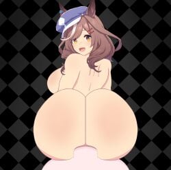 1futa 1girls anal anal_sex ass ass_focus beat_banger breasts brown_hair chestnut_hair futanari hat horse_ears horse_girl mambo matikane_tannhauser_(umamusume) orange_eyes rice_shower_(umamusume)
