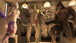 cock cock_shock cum furry furry_male furry_only gay horsecock mewtwo reptilligator tai_lung_(kung_fu_panda) three_sizes