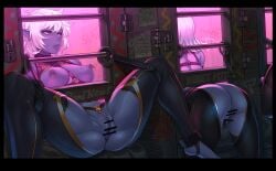 artist_request bondage dark_elf dark_skin elf elf_ears spread_legs stall