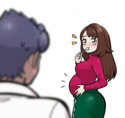 brown_hair brunette_female gloria_(pokemon) hop_(pokemon) looking_at_another pokemon pokemon_protagonist pokemon_ss pregnancy pregnant pregnant_belly pregnant_female