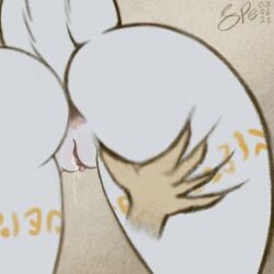 2025 5_fingers anthro anus ass bodily_fluids butt_focus clitoral_hood clitoris close-up crusch_lulu dated digital_drawing_(artwork) digital_media_(artwork) erect_clitoris fingers flat_colors genital_fluids genitals grope hand_on_leg hand_on_thigh hi_res humanoid_genitalia humanoid_hands humanoid_vulva inner_labia leg_tattoo lizard non-mammal_vulva orange_tattoo overlord_(series) perineum pink_anus pink_clitoral_hood pink_clitoris pink_inner_labia pink_vulva plump_labia procreate_(artwork) raised_tail rear_view reptile scalie signature simple_background spe tail tail_dimple tan_background tapering_clitoris tattoo thick_tail thick_thighs thigh_tattoo tribal tribal_tattoo vaginal_fluid_string vaginal_fluids vulva white_body white_outer_labia white_perineum white_vulva