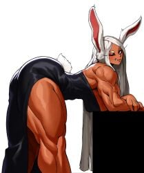 1girls 2026 animal_ears animal_humanoid arched_back ass bending_forward bending_over bent_over bent_over_table biceps big_ass big_breasts biting_lip biting_own_lip black_clothing black_dress breast_rest breasts busty clothed clothed_female clothing curvaceous curvy dark-skinned_female dark_skin dress female fully_clothed hair hanging_breasts huge_ass huge_thighs humanoid kemonomimi lagomorph lagomorph_humanoid large_ass large_breasts lip_biting long_hair looking_at_viewer mammal mammal_humanoid miruko muscular muscular_arms muscular_female muscular_legs muscular_thighs my_hero_academia one_eye_closed parted_bangs rabbit rabbit_ears rabbit_girl rabbit_humanoid rabbit_tail red_eyes side_slit side_view simple_background smile smiling smiling_at_viewer solo sotcho standing tail teeth thick_thighs thighs very_long_hair voluptuous white_background white_hair wide_hips wink winking_at_viewer