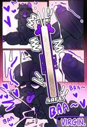 absurd_res animal_humanoid anthro balls bleating bodily_fluids bovid bovid_humanoid caprine caprine_humanoid comic cum cum_drip cum_meter cum_on_penis cumshot dildo dripping ejaculation excessive_cum excessive_genital_fluids femboy furry genital_fluids genitals halfpricesouls hi_res hnh hooves humanoid mammal mammal_humanoid masturbation partially_retracted_foreskin penis riding riding_dildo sex_toy sheep sheep_humanoid uncircumcised virgin