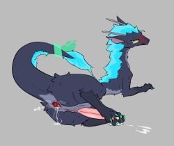 2025 after_anal anus autofootjob big_penis black_body black_fur blue_mane blush bodily_fluids claws cum cum_drip cum_from_ass cum_from_penis cum_in_ass cum_inside cum_on_ground digital_media_(artwork) dragon dripping erection feet feet_on_penis feral foot_fetish foot_play fur furred_dragon furred_scalie gagaga_ram gaping gaping_anus genital_fluids genitals grey_background horn korean_description korean_text long_penis looking_at_viewer looking_back looking_back_at_viewer lying male mane masturbation mythological_creature mythological_scalie mythology on_front penis rear_view scalie simple_background solo sweat sweatdrop tail teal_claws tears text wingless_dragon yellow_eyes