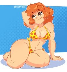 1girls 2025 april_o'neil april_o'neil_(tmnt_1987) ass big_breasts bikini bikini_tan blush bob_cut body_freckles breasts brown_eyes brown_hair cleavage clothed collarbone contrapposto cowboy_shot enormous_breasts feet feet_out_of_frame female female_focus female_only freckles gradient_background green_eyes hand_on_own_hip highleg highleg_bikini holding holding_microphone huge_breasts large_breasts light-skinned_female light_skin looking_at_viewer microphone mole mole_on_breast mole_on_stomach mole_on_thigh navel navel_piercing one_eye_closed patata_dave piercing revealing_clothes shiny_skin short_hair simple_background smile solo standing swimsuit tan tanlines teasing teenage_mutant_ninja_turtles thick tmnt_1987 toes toes_spread voluptuous voluptuous_female watch wristwatch