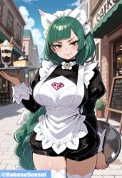 1girls ai_generated big_ass big_breasts cum femdom gaping harujio_(pokemon) huge_breasts lebanne_(pokemon) maid pokemon pokemon_legends:_z-a pussy robosusensei sitting_on_lap stomach_bulge thighhighs