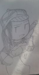 4n0nr4nd0m aerolae areolae book breasts breasts_out chibi clothed electronic_arts glasses grouchy grumpy hair_bun hat jenny librarian long_hair mysims nipples paper pencil pencil_(artwork) seductive smile