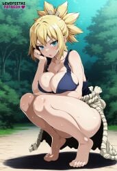 ai_generated barefoot blonde_hair breasts dr.stone dr_stone feet foot_fetish kohaku_(dr.stone) lewdfeetai outdoors soles solo