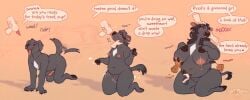animal_genitalia animal_penis anthro balls belly big_belly big_breasts blush bodily_fluids bondage bottle breast_grab breasts canid canine canine_genitalia canine_penis canis container cowcollar cum digital_media_(artwork) english_text erection female gender_transformation genital_fluids genitals genitals_shrinking grope groping_belly growth hair hand_on_breast headpat hi_res knot lactating male mammal milk milk_bottle milk_container mtf_transformation nipples nude open_mouth overweight overweight_anthro penis penis_shrinking petplay petting roleplay simple_background smile solo species_transformation tail text thick_thighs tongue transformation vulva