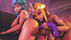 2girls 3d alternate_breast_size anal anal_insertion anal_object_insertion animated areolae ass big_breasts blonde_hair blue_hair breasts bubble_butt dildo double_dildo female female_only huge_breasts hyrule_warriors insertion jujala lana_(the_legend_of_zelda) large_breasts lesbian mp4 nintendo nipples pointy_ears princess_zelda pussy sex_toy sound source_filmmaker the_legend_of_zelda video yuri zelda_(hyrule_warriors)