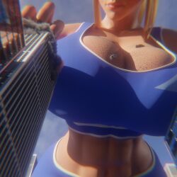1girls 3d 3d_(artwork) big_breasts bikini blonde_female blonde_hair blue_bikini blue_swimwear breasts building building_destruction buildings cars city dbhfrost female female_focus female_only giant_female giant_woman giantess giga_giantess huge_boobs huge_breasts human human_female macro macro_female metroid nintendo plane playing samus_aran scrag_samus solo solo_female solo_focus swimwear video_game_character
