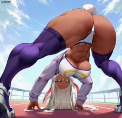 1girls abs absurdres animal_ears anus ass ass_focus back_view bare_shoulders beautiful bending_forward bending_over beta_hime bewitching_thighs big_ass big_breasts boku_no_hero_academia boots breasts bunny bunny_ears bunny_girl bunny_tail cameltoe cleavage cleavage_cutout clothing_cutout collar commentary covered_kneepits crop_top dark-skinned_female dark_skin english_commentary facing_away female female_only from_behind fur_collar hair_spread_out heroine high_heels highres huge_ass huge_breasts large_breasts leotard long_eyelashes long_hair looking_at_viewer looking_through_own_legs mirko miruko my_hero_academia panties patreon_username purple_boots purple_leotard purple_panties purple_thighhighs pussy rabbit_ears rabbit_girl rabbit_tail red_eyes rumi_usagiyama shoes simple_background smile solo spiked_collar spikes sports_bra squatting stomach tail thick_thighs thighhighs thighs toned toned_female tongue tongue_out top-down_bottom-up uncensored underwear very_long_hair white_background white_hair white_shoes white_sports_bra white_underwear
