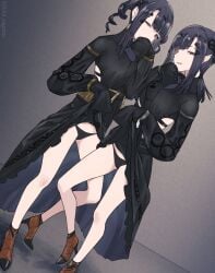 bangs bottomless brown_eyes covering covering_mouth eyes flashing flashing_panties girls'_frontline kimono legs legs_apart lifting_own_clothes lifting_skirt looking_at_viewer nyto_(girls'_frontline) nyto_mercurows_(girls'_frontline) nyto_nimogen_(girls'_frontline) pose posing showing_off showing_panties smile smiling smug smug_expression smug_face smug_grin thighs