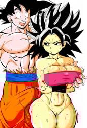 ai_generated anime boobs caulifla dragon_ball dragon_ball_z goku hair huge_breasts large_breasts son_goku tagme tekan4982 thick_thighs