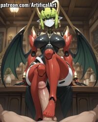 1boy 1boy1girl 1girls ai_generated android artist_name big_ass big_breasts big_penis black_sclera blush color colored earrings feet feet_fetish female female_dominating_male female_masturbing_male first_person_view foot_fetish footjob green_eyes green_hair hi_res hoyoverse mechanical_arms mechanical_legs metal_skin mihoyo penis perfect_body pov robot robot_ears robot_girl robot_joints sex short_hair touching_penis uncensored vesper_(zenless_zone_zero) watermark white_face wings zenless_zone_zero