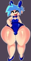 1boy 2d blue_hair bottom_heavy bottom_heavy_femboy bowtie bowtie_collar boyfriend_(friday_night_funkin) bulge bunnysuit closed_eyes clothed clothed_male color crossdressing crossdressing_male fake_animal_ears fake_rabbit_ears femboy femboy_only friday_night_funkin high_heels huge_hips huge_thighs idonthavenoclu1 isouuup leotard male male_only male_playboy_bunny non-nude open_mouth playboy_bunny playboy_bunny_leotard pumps sexy shoes simple_background smile solo strapless_leotard tagme thick_thighs wide_hips