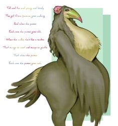1girls anthro artist_request big_ass big_breasts bird fat_ass female female_only flower makeup oc