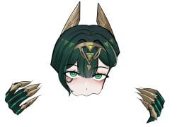 2girls cunnilingus eating_pussy genshin_impact green_eyes green_hair kurodahlia18 lesbian_sex nails nefer_(genshin_impact) oral oral_sex yuri