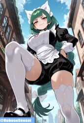 1girls ai_generated big_ass big_breasts cum femdom gaping harujio_(pokemon) huge_breasts lebanne_(pokemon) maid pokemon pokemon_legends:_z-a pussy robosusensei sitting_on_lap stomach_bulge thighhighs